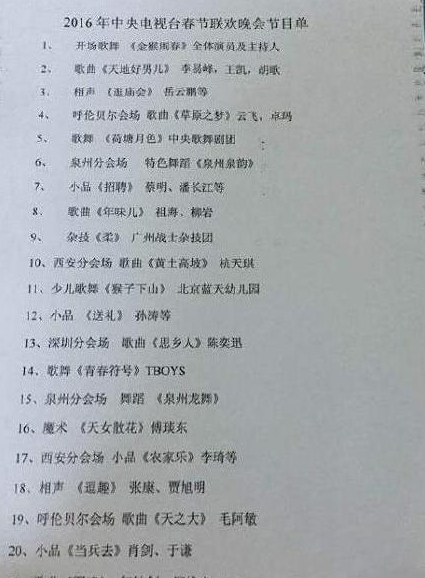春晚名单曝光啦